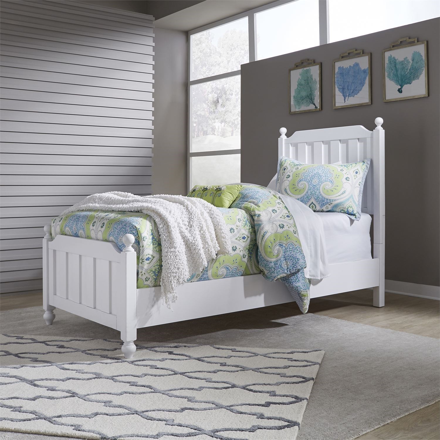 Libby Cottage View Cottage Style Full Panel Bed with Bun Feet Walker's Furniture Panel Beds